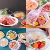 100pcs Disposable Food Cover Plastic Wrap Elastic Food Lid Bowl Covers Food Wrap Kitchen Food Fresh Keeping Seal Bag Cookware s