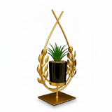 Golden Metal Luxury Leaf Tale Handcrafted Iron Plant Stand