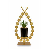 Golden Metal Plant Stand with Elevated Holder