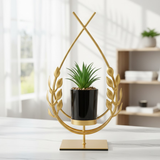 Golden Metal Luxury Leaf Tale Handcrafted Iron Plant Stand