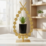 Golden Metal Plant Stand with Elevated Holder