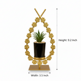 Golden Metal Plant Stand with Elevated Holder