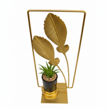 Golden Metal Twin Leaves Nordic Iron Handicraft Plant