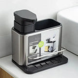 3 In1 Kitchen Soap Dispenser Sponge and Spoon  Holder Stainless Steel
