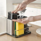 3 In1 Kitchen Soap Dispenser Sponge and Spoon  Holder Stainless Steel