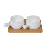 Brilliant 4.5inch Ceramic Sauce Bowls with Bamboo Tray