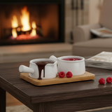 Brilliant 4.5inch Ceramic Sauce Bowls with Bamboo Tray