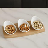 Brilliant 3.5inch Ceramic Dish Set with Bamboo Tray