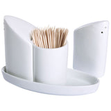 Brilliant Ceramic Salt & Pepper Set with Toothpick Holder 4Piece