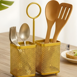 Golden Cutlery Holder Dual Slot Metal