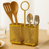 Golden Cutlery Holder Dual Slot Metal