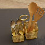 Golden Cutlery Holder Dual Slot Metal