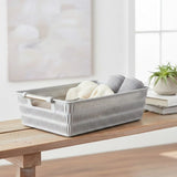 Limon Rectangle Bamboo Medium Basket with Steel Handles