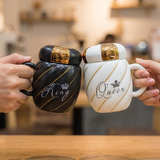 Ceramic Mug with Lid 350 ml 1 Piece Coffee Cup Black