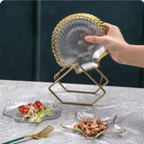 Acrylic 8 pcs Shell Shape Plate Set with Metal Stand