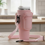 Carrier Bag For 40 OZ Tumbler With Phone Pocket Black