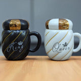 Ceramic Mug with Lid 350 ml 1 Piece Coffee Cup Black
