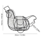 Black Metal Wire Egg Basket with Chicken Shape Design