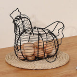 Black Metal Wire Egg Basket with Chicken Shape Design