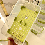 Portable Refrigerator Acrylic Crisper Box – With Divider Plate & Ice Packs