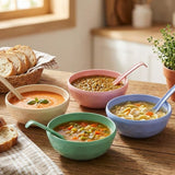 Heat Resistant Soip Bowl With Soup Spoons