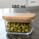 Limon Airtight 180 ML Glass Container With Wooden Lid