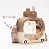 Cute Sipper Water Bottle with Straw & Carry Strap -1000 ML