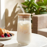 Juice Glass with Glass Straw – Reusable Beverage Cup