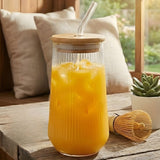 Juice Glass with Glass Straw – Reusable Beverage Cup