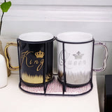 King & Queen Couple Ceramic Mugs with Stand 300ml Each