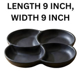 4 Section Melamine Black Serving Platter