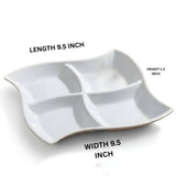Wavy 4 Portion White Tray One Piece for Serving