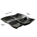 Wavy 4 Portion Black Tray One Piece for Serving