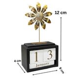 Golden Bloom Perpetual Calendar Elegant Desktop Date Display