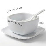 Trifle White Bowl With Saucer And Spoon For Serving Soups