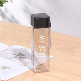 Square Plastic Water Bottle 500ml with Lid & Lifting Rope