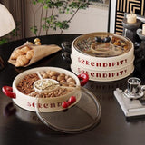 4 Grid Dried Fruit Tray with Transparent Lid