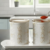 Ceramic 3 Piece Kitchen Spice Set with Tray Super Airtight
