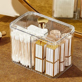 Cotton Swab & Cotton Pad Holder With 3 Compartments