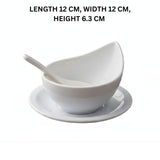Melamine 3 PCS White Serving Set OF Bowl Saucer And Soup Spoon