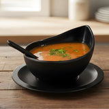 Melamine 3 PCS Black Serving Set OF Bowl Saucer And Soup Spoon