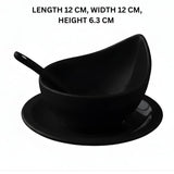 Melamine 3 PCS Black Serving Set OF Bowl Saucer And Soup Spoon