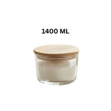Ziba Airtight 1400 ML Glass Container With Wooden Lid