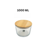 Ziba Airtight 1000 ML Glass Container With Wooden Lid