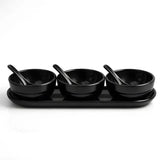 Melamine 7 PCS Black Tulip Serving Soup Set With Tray