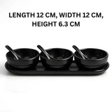 Melamine 7 PCS Black Tulip Serving Soup Set With Tray