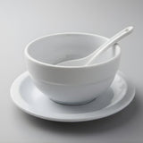 Melamine 3 PCS White Tulip Serving Set OF Bowl Saucer And Soup Spoon