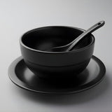 Melamine 3 PCS Black Tulip Serving Set OF Bowl Saucer And Soup Spoon