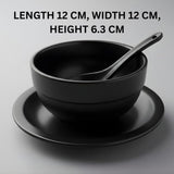 Melamine 3 PCS Black Tulip Serving Set OF Bowl Saucer And Soup Spoon