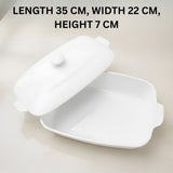Melamine White Rectangle Serving Bowl With Lid